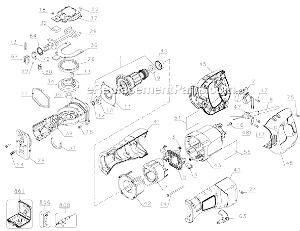 Page A Diagram and Parts List for QP500 Type 1 Black and Decker Reciprocating Saw